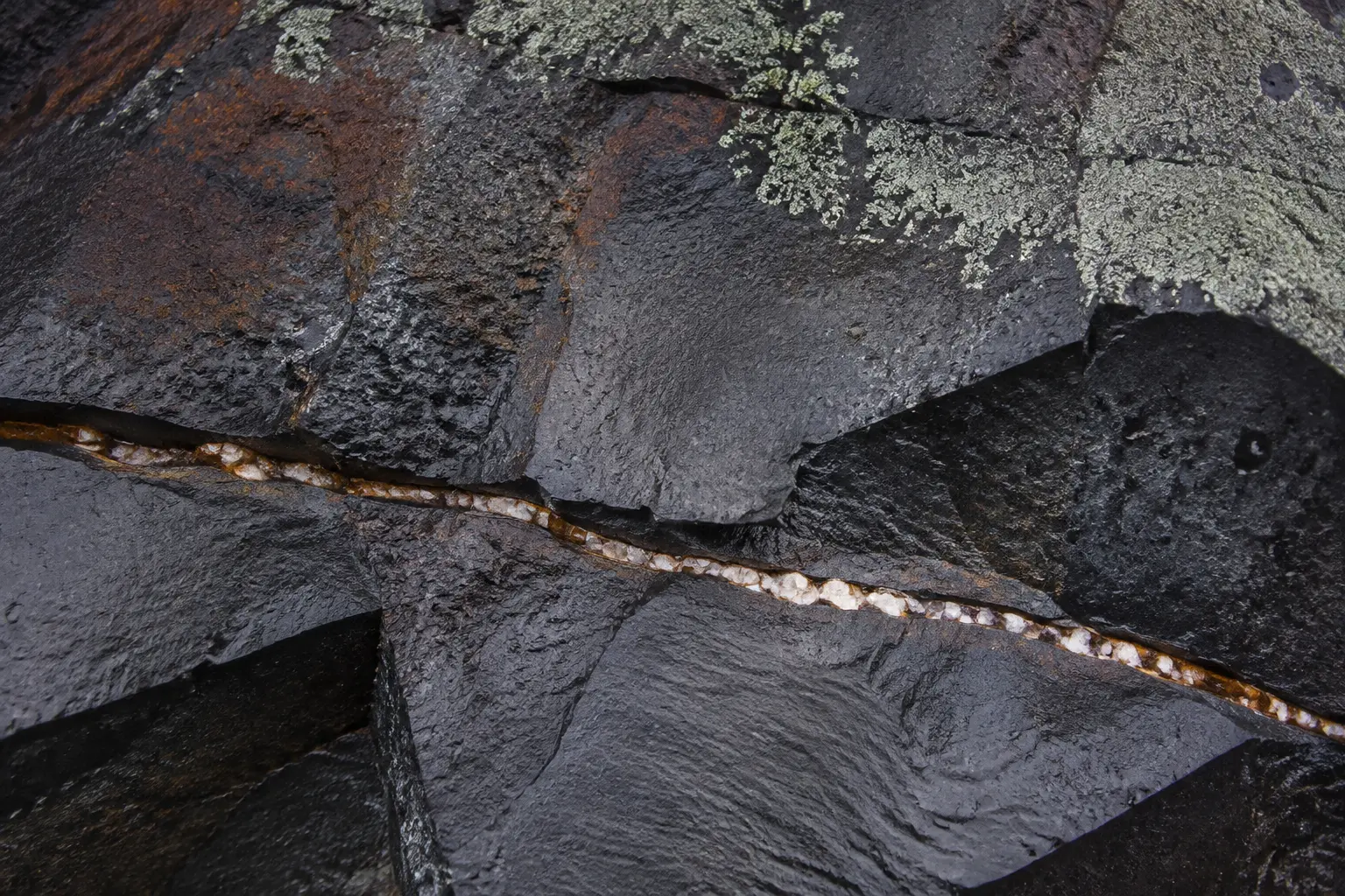 Material fragments and weathered surfaces photographed in natural light